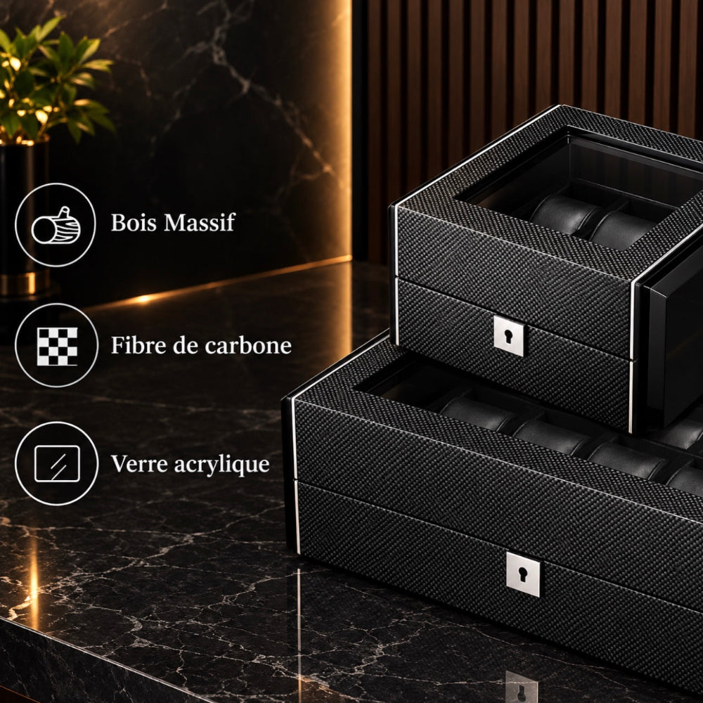 Coffret à Montres – Carbon Luxe